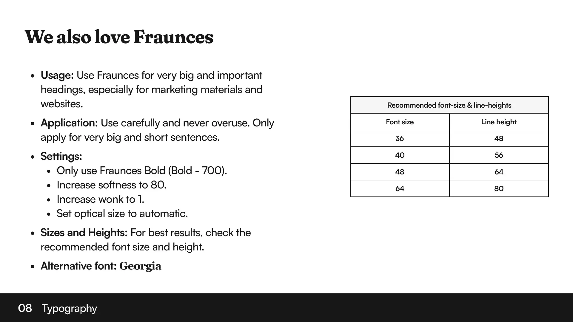 Typography system: Fraunces7