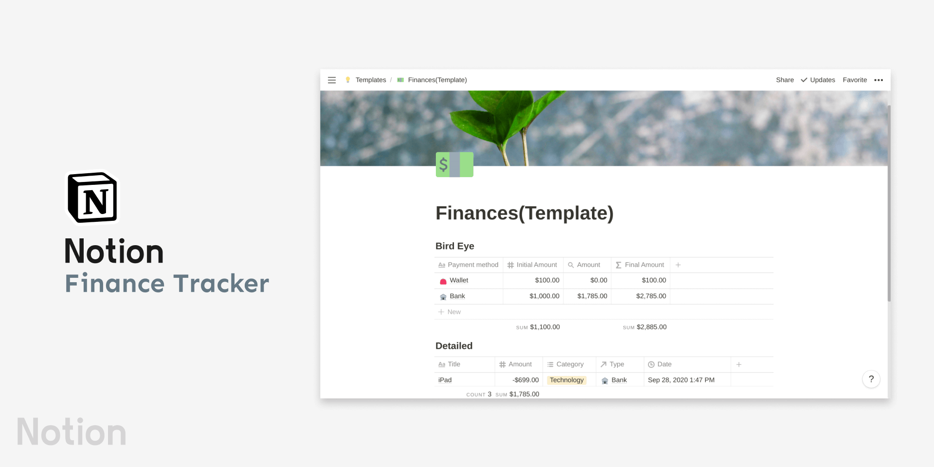 Notion Finance Tracker